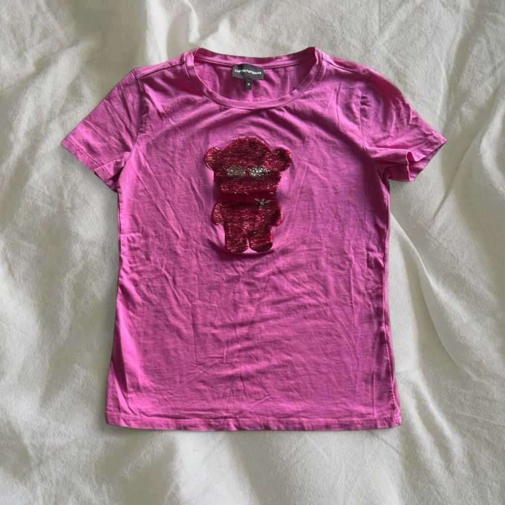 Emporio Armani Manga Bear Sequin T-Shirt